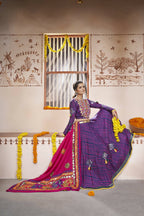 Blue Rayon All over Print with Embroidery Patch Work Navratri Lehenga Choli with Dupatta - Raas | Grocsy