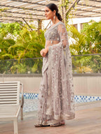 Tikhi Imli Embroidered Net Heavy Work Saree | Grocsy