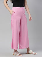 Souchii Pink Knitted Palazzos | Grocsy