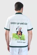 Xkind White Polo Backprinted Textured Relaxed Fit Shirt | Grocsy