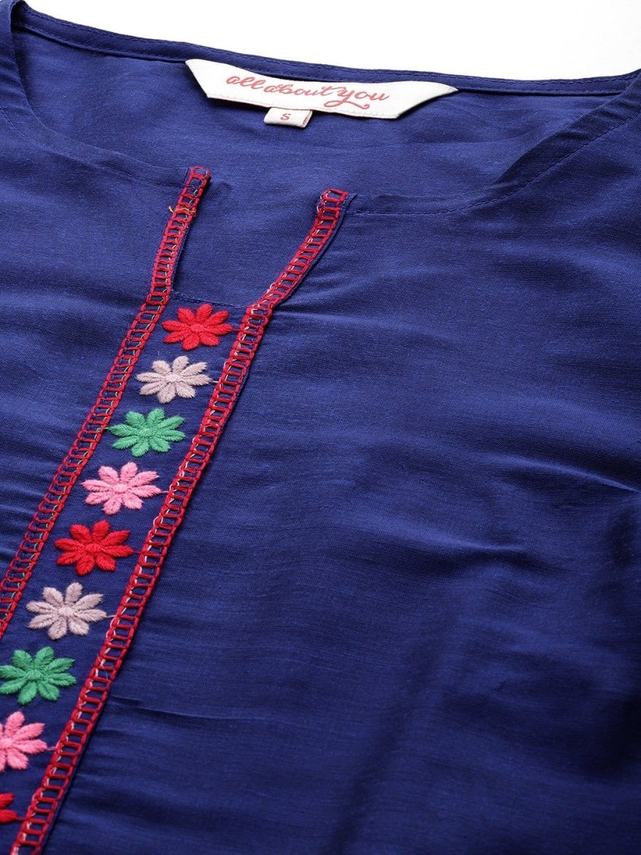 All About You Thread Work Kurta with Palazzos & Dupatta | Grocsy