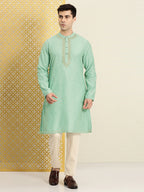 House of Pataudi Floral Printed Sequined Yoke Design Jashn Kurta | Grocsy