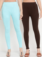 TAG 7 Pack of 2 Blue & Brown Ankle Length Leggings | Grocsy