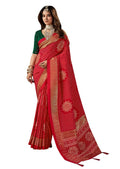 Joban Fashion Green Dola Silk Foil Print Zari Border Work Saree | Grocsy