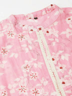 White Cotton Solid Flared Dress with Printed Shrug - Yukti | Grocsy