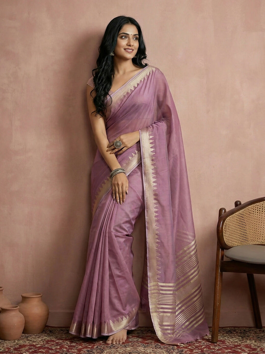 Shree Shyam Fashion Purple Cotton Saree | Grocsy