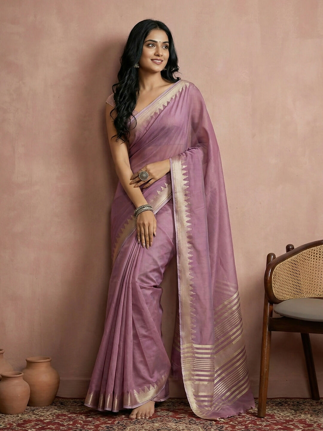Shree Shyam Fashion Purple Cotton Saree | Grocsy