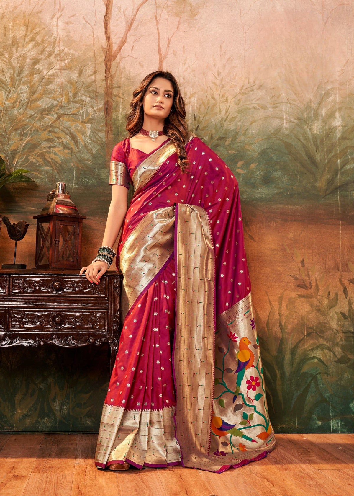 Anaita Maroon Designer Zari Weaving Pure Paithani Silk Saree With Blouse | Grocsy