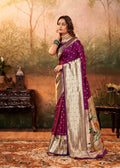 Anaita Purple Designer Zari Weaving Pure Paithani Silk Saree With Blouse | Grocsy