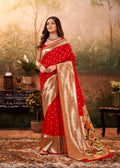 Anaita Red Designer Zari Weaving Pure Paithani Silk Saree With Blouse | Grocsy