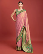 Monjolika Fashion Exquisite Designs With This Regal Rose Pink Patola Pallu Banarasi Tissue Silk Saree | Grocsy