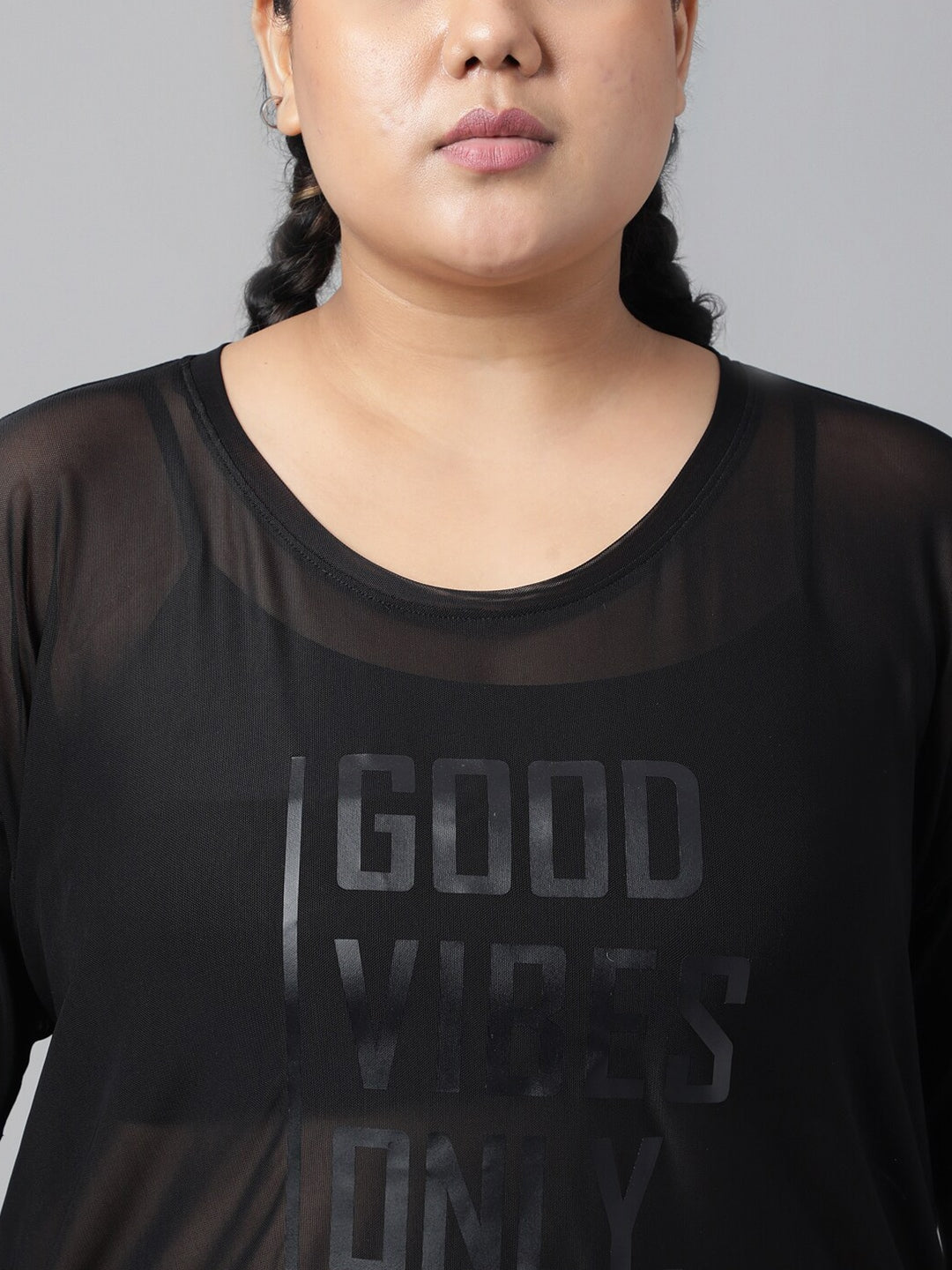 MKH Plus Size Typography Printed Drop-Shoulder Sleeves Dri-FIT Relaxed Fit Sports T-shirt | Grocsy