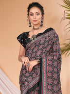 Saree Mall Ajrakh Silk Blend Block Print Sarees | Grocsy