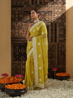 kasee Floral Chikankari Silk Blend Saree | Grocsy