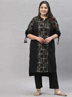 Sztori Printed Notch Neck Regular Kurta with Trousers | Grocsy