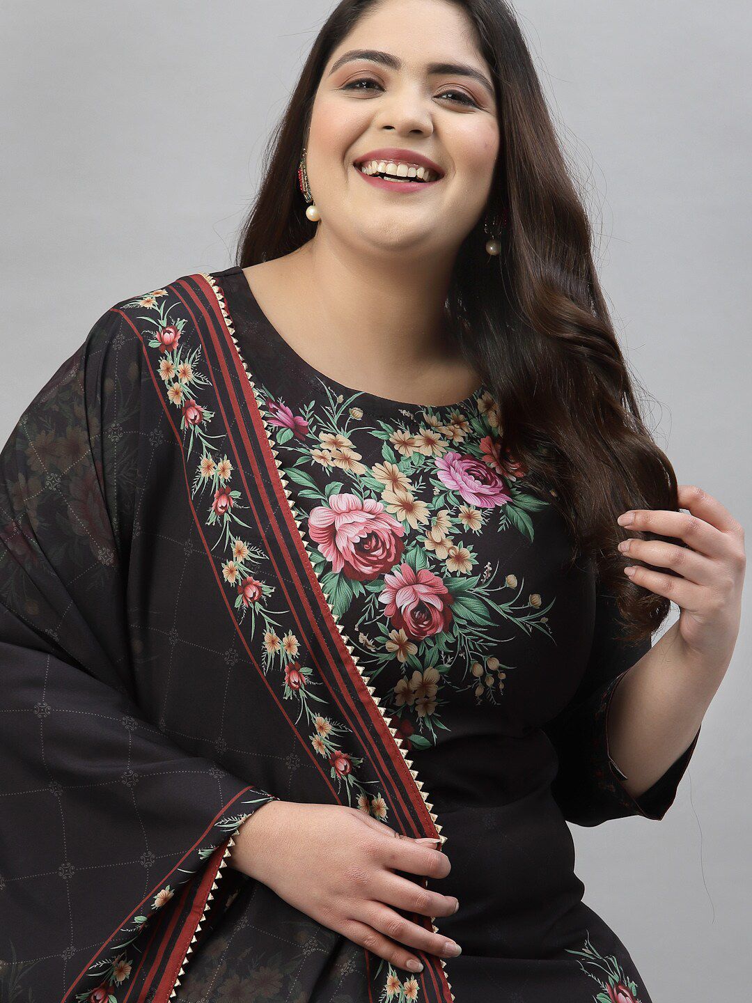 Sztori Floral Printed Regular Kurta With Palazzos & Dupatta | Grocsy