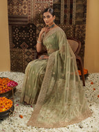 kasee Floral Zardozi Supernet Designer Saree | Grocsy