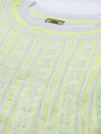 ADA Women Lime Green & White Ethnic Motifs Plus Size Chikankari Georgette Anarkali Kurta | Grocsy