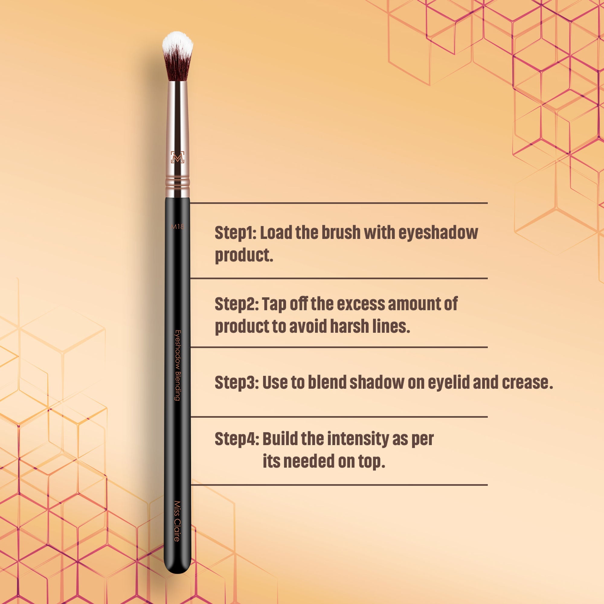 Miss Claire M18 - Eyeshadow Blending Brush - Rose Gold | Grocsy