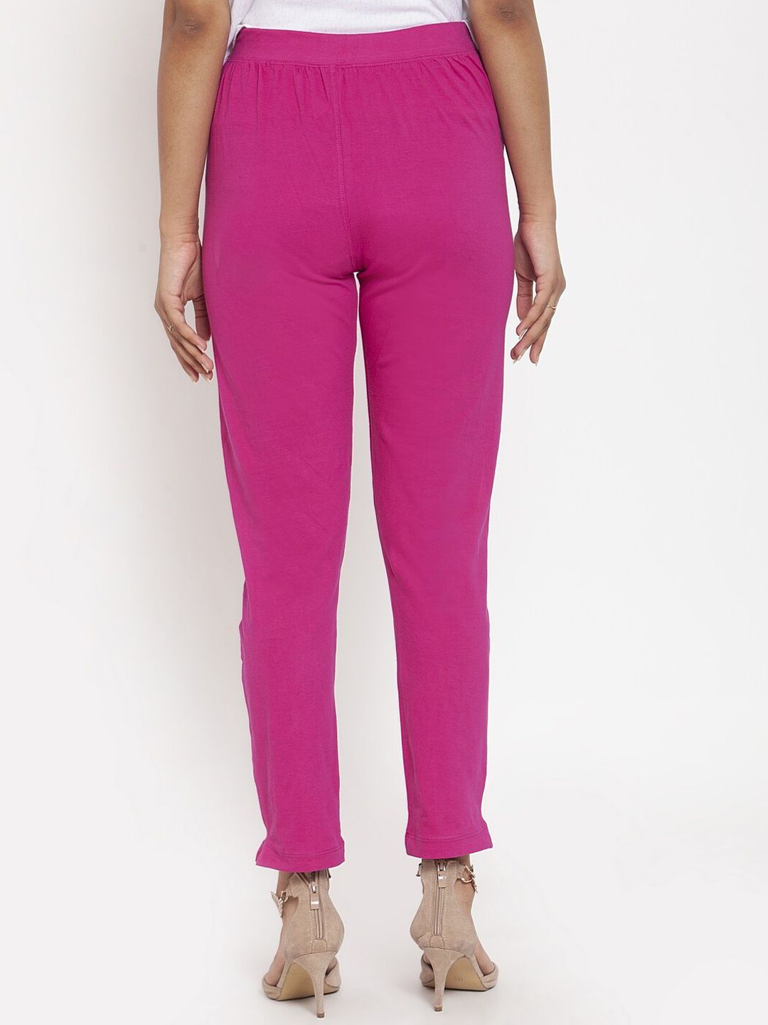 TAG 7 Women Magenta Solid Ankle-Length Leggings | Grocsy