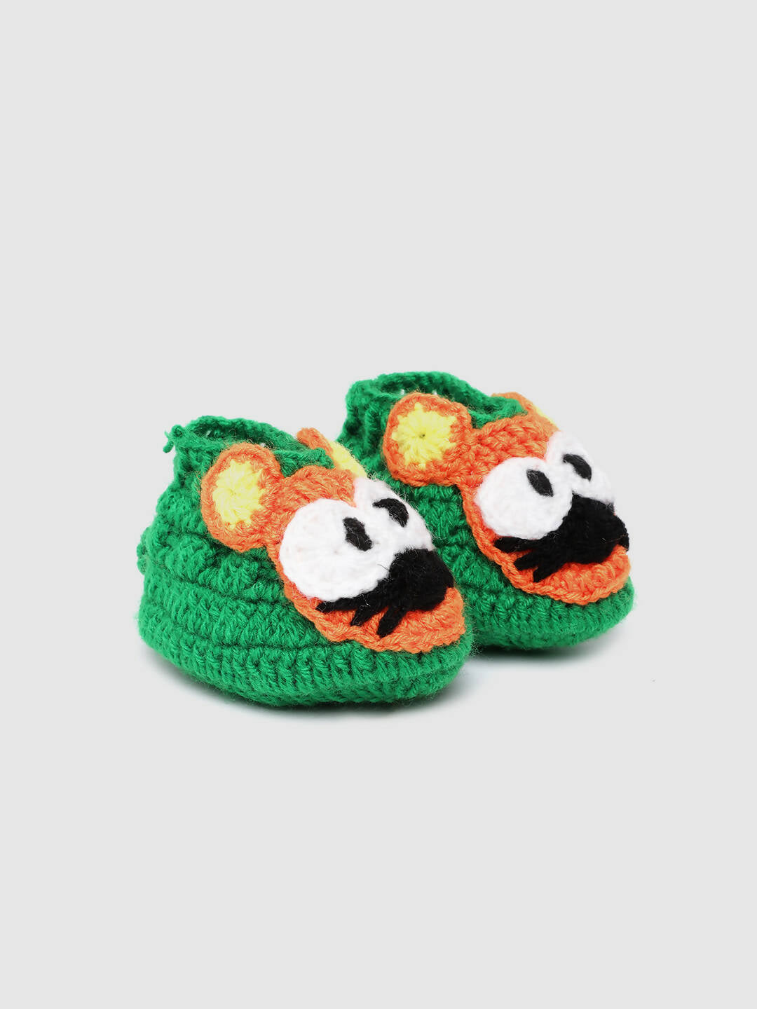 Chutput Kids Woollen Hand Knitted Mouse Detailed Booties - Green | Grocsy