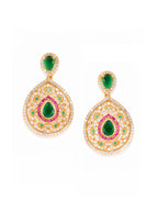 Saraf RS Jewellery Women Gold-Polished Multi Coloured AD Studded Pearl Mala & Earrings Set | Grocsy