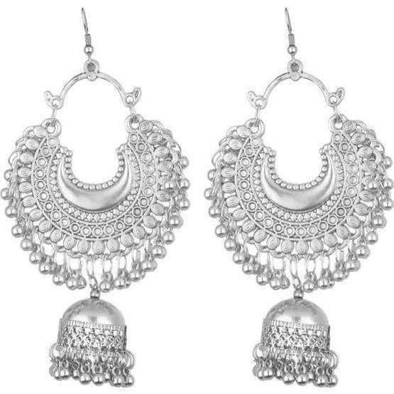 MS Fashion India Stylish And Trendy Silver Oxidized Hanging Jhumka Earrings | Grocsy