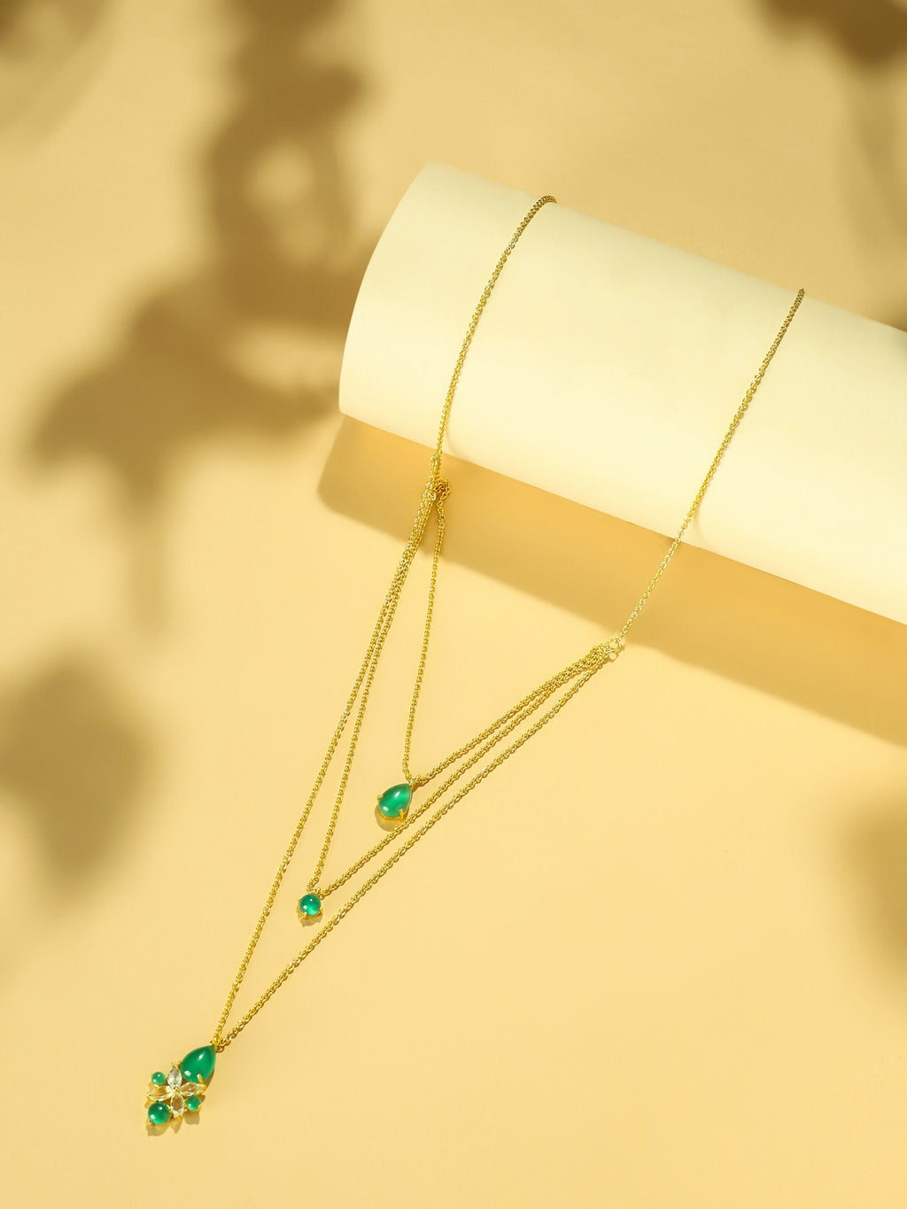 Nuyug 18k Trio Pendant Gold Anti Tarnish Necklace | Grocsy