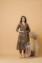 Joban Fashion Brown Tie & Dye Cotton Suit Set | Grocsy
