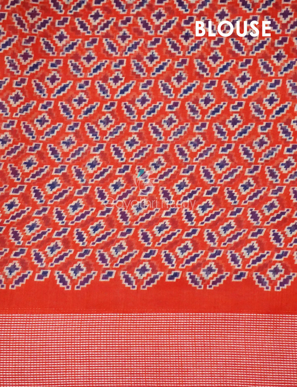 Shades Of Navy Blue And Red Patola Print Semi Chanderi Saree By Gayathri Reddy Designer Studio | Grocsy