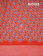 Shades Of Navy Blue And Red Patola Print Semi Chanderi Saree By Gayathri Reddy Designer Studio | Grocsy