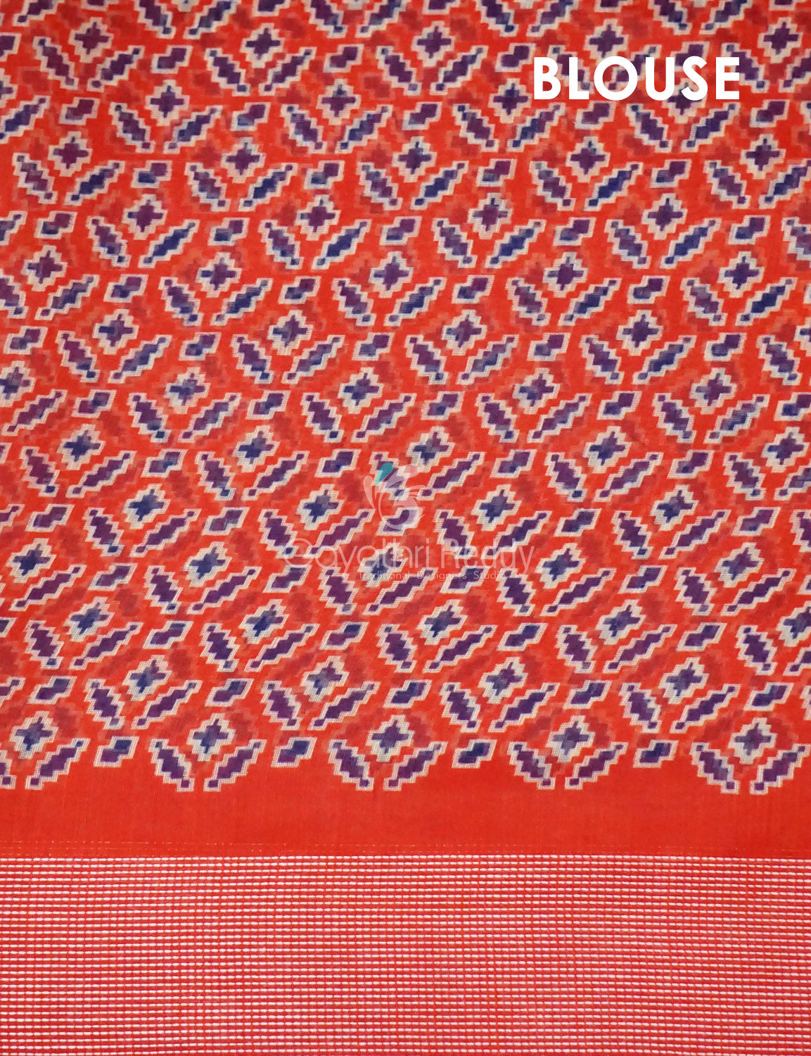 Shades Of Navy Blue And Red Patola Print Semi Chanderi Saree By Gayathri Reddy Designer Studio | Grocsy
