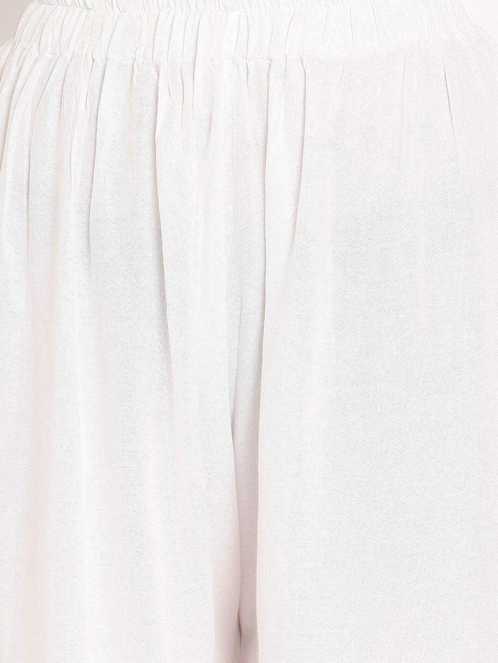 TAG 7 Women White Solid Flared Palazzos | Grocsy