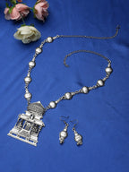 Cardinal Silver-Toned Oxidized Long Jewellery Set | Grocsy