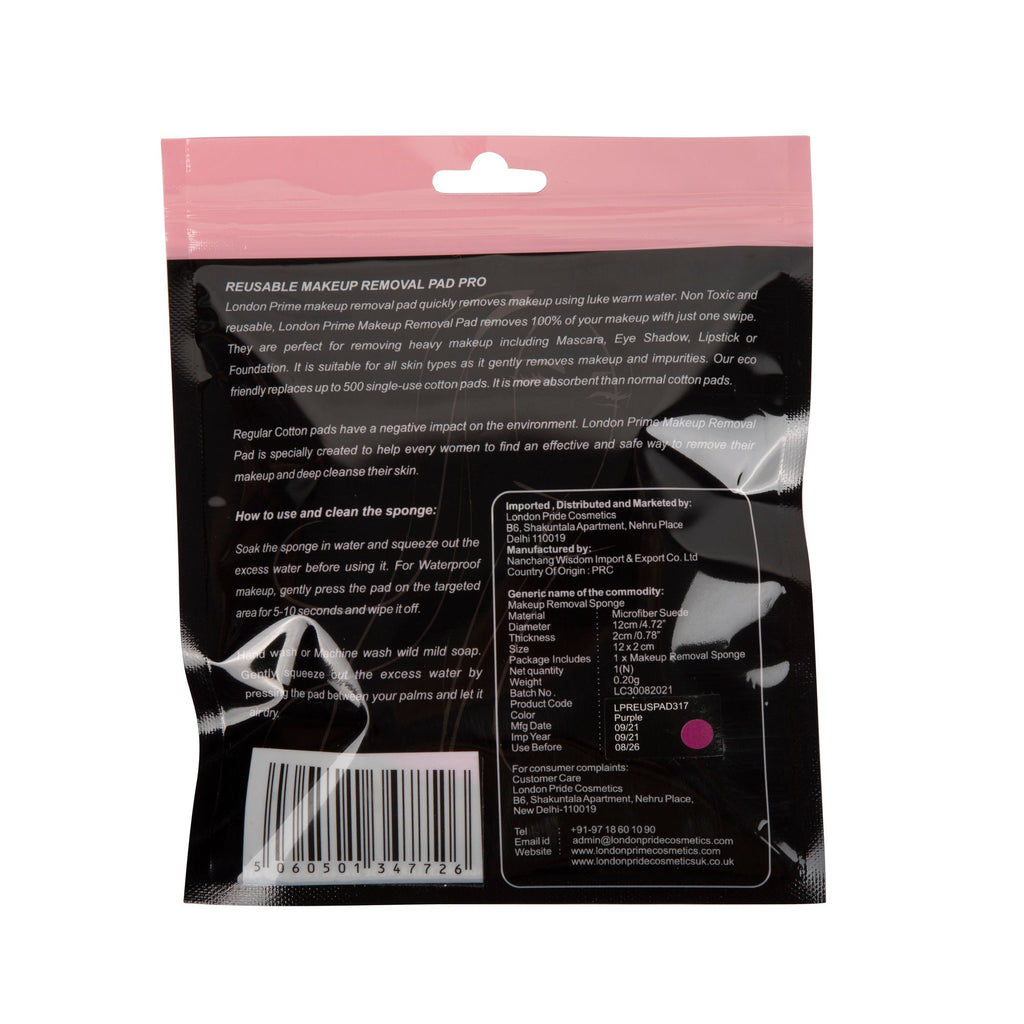 London Prime Reusable Makeup Remover Pad Pro-Pearly Purple ( Formerly London Pride Cosmetics ) | Grocsy
