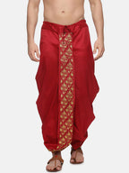 Sethukrishna Men Maroon Embroidered Dhoti Pant | Grocsy