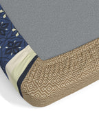 Home Ecstasy Blue & Beige Ethnic Motifs 140 TC King Bedsheet with 2 Pillow Covers | Grocsy