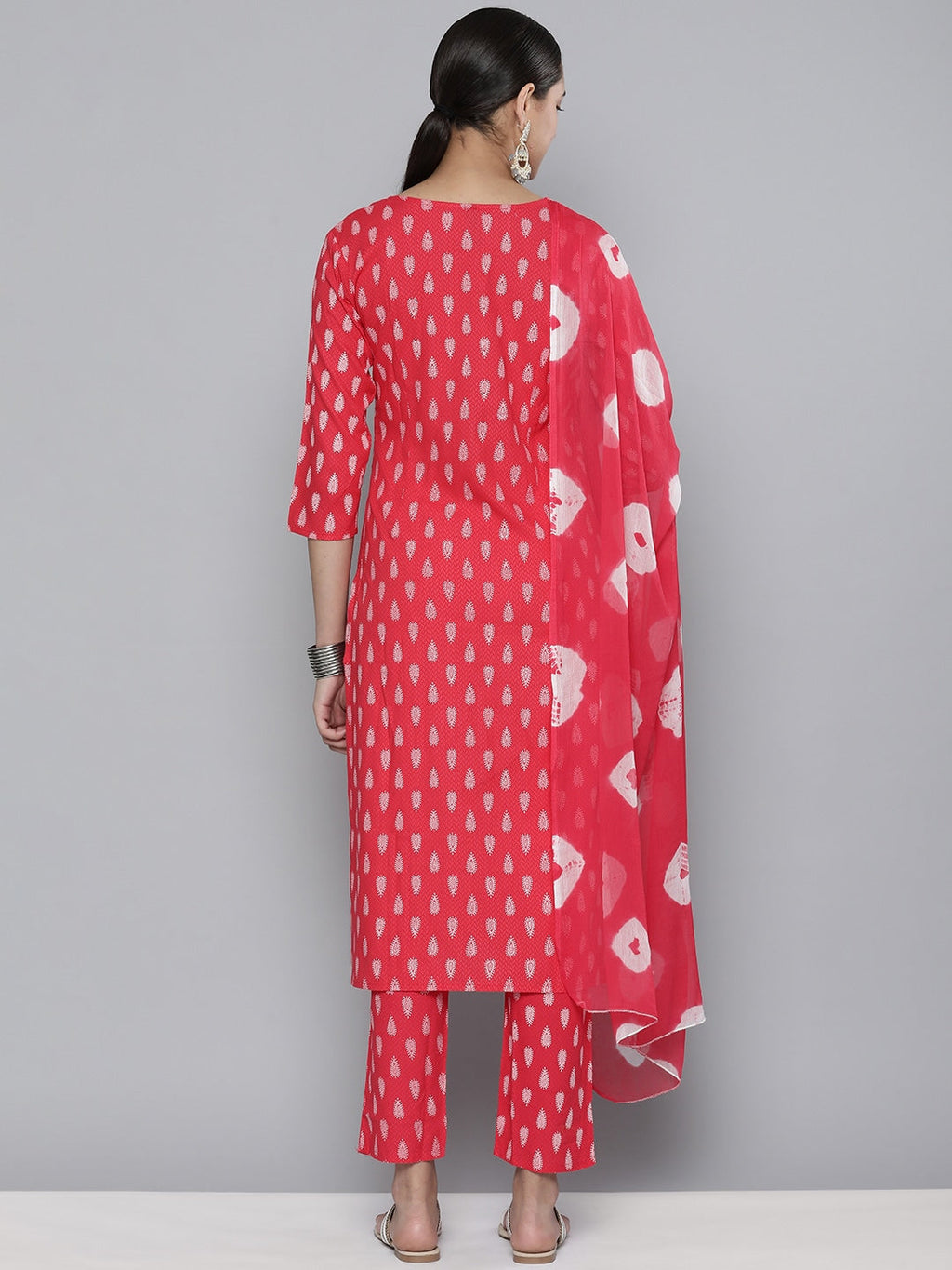 HERE&NOW Women Embroidered Yoke Design Sequinned Kurta with Trousers & With Dupatta | Grocsy