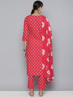 HERE&NOW Women Embroidered Yoke Design Sequinned Kurta with Trousers & With Dupatta | Grocsy