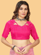 Sangria Pink & White Floral Embroidered Zari Organza Bagh Sarees | Grocsy