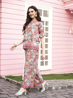 Red Rayon Floral Printed Top with Matching Bottom - Eesha | Grocsy