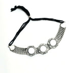 Mominos Fashion Johar Kamal Oxidised Silver-Plated Mirror Design Necklace Choker Set For Women | Grocsy