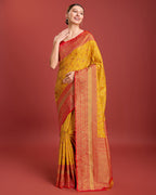 Monjolika Fashion Glamour And Tradition With This Mustard Color Zari Woven Banarasi Tissue Silk Saree | Grocsy