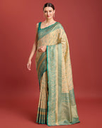Monjolika Fashion Glamour And Tradition With This Beige Color Zari Woven Banarasi Tissue Silk Saree | Grocsy