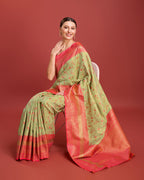 Monjolika Fashion Glamour And Tradition With This Pastel Green Color Zari Woven Banarasi Tissue Silk Saree | Grocsy