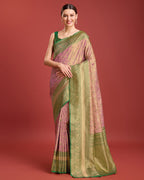 Monjolika Fashion Glamour And Tradition With This Rose Pink Color Zari Woven Banarasi Tissue Silk Saree | Grocsy