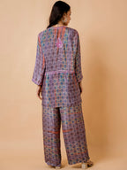 HOUSE OF KARI Floral Embroidered Regular Chikankari Straight Kurta with Palazzos | Grocsy