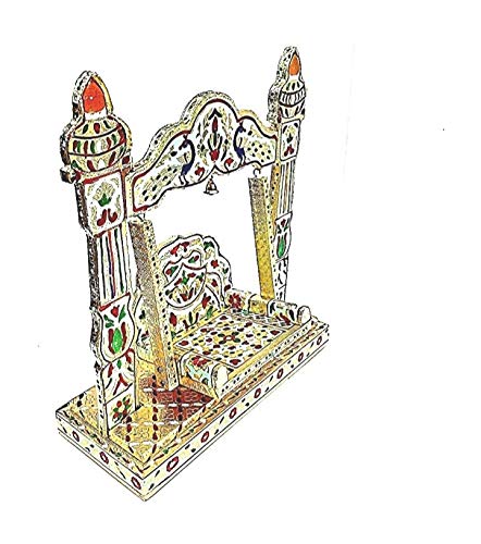 Handicrafts Meenakari Krishna Wooden Jhula for Laddu Gopal Idol for Home Temple | Grocsy