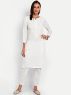 ADA Floral Embroidered Chikankari Kurta | Grocsy