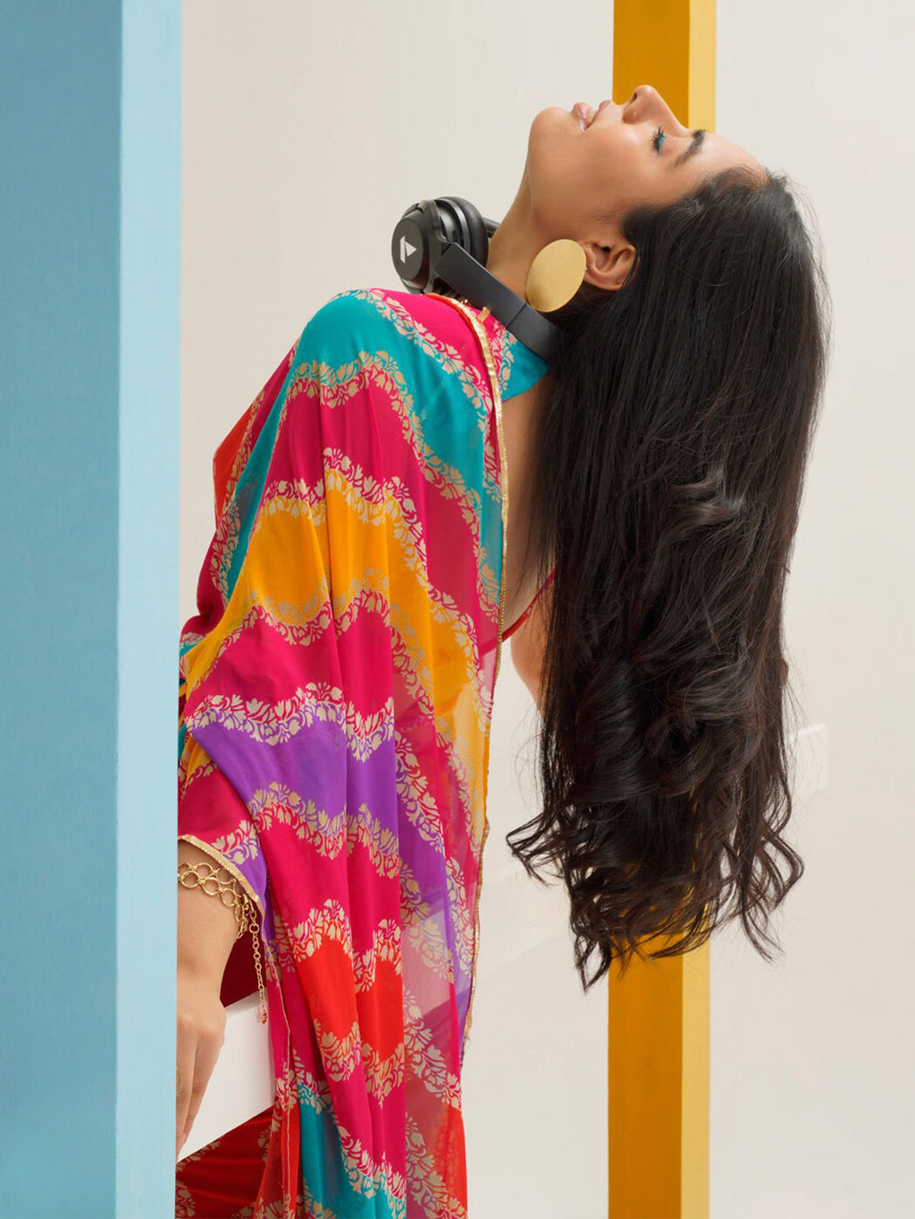 Tikhi Imli Leheriya Gotta Patti Saree | Grocsy